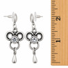 Clear crystal dangle earrings with a ruler. 