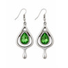 Green teardrop crystal silver-plated dangle earrings. 