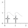 Cross sterling silver dangle earrings with a ruler. 