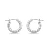 Snap post 2.5mm and 12mm round sterling silver hoops. 