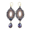 Purple beaded large dangle earrings. 