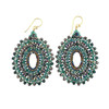 Turquoise and green emerald beaded fringe dangle earrings