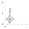14kt gold-plated floral design pendant with a ruler. 