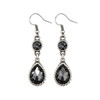 Gray crystal teardrop dangle earrings. 