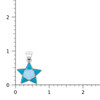 Sterling silver five-point star pendant with Kingman turquoise and opal inlay handcrafted in New Mexico, USA with a ruler.