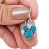 Sterling Silver Kingman Turquoise & Opal Paw Print Earrings in my hand – Made in USA
