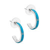 Sterling Silver Kingman Turquoise Opal Inlay Hoop Earrings USA