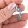 Sterling Silver Kingman Turquoise Opal Inlay Hoop Earrings USA in my hand