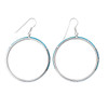 Sterling Silver Kingman Turquoise & Opal Large Hoop Earrings side view