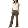 Nostalgia Clothing Straight Leg Elastic Waist Pants - Leopard Print - front view