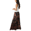 Nostalgia Clothing Wide Leg Flowy Pants Lace Trim - Black Floral Print - back view