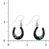 Sterling Silver Onyx & Opal Horseshoe Dangle Earrings with a ruler