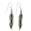 Sterling Silver Onyx & Opal Feather Dangle Earrings