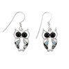 Sterling Silver White Buffalo Onyx Opal Owl Earrings