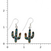 Sterling Silver Tiger’s Eye Onyx Opal Inlay Cactus Earrings with a ruler