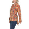 Lola P. Long Sleeve Lace Up Back High Low Shirt - Brown Acid Wash - side view
