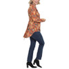 Lola P. Long Sleeve Lace Up Back High Low Shirt - Brown Acid Wash - model side view