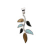 Opal Onyx Tiger's Eye Sterling Silver Vine Pendant