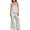 POL Clothing Relaxed Fit Lace Trim Neckline Tank Top - Almond - model front view