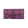 Purple Dragonfly Floral Faux Leather Wallet front view