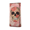 Pink Floral Sugar Skull Faux Leather Wallet - Back View