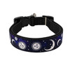 Navy blue sun and moon adjustable nylon dog collar. 