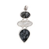 Sterling Silver Black Rutilated Quartz Raw Clear Quartz Snowflake Obsidian Pendant Back