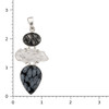 Sterling Silver Black Rutilated Quartz Raw Clear Quartz Snowflake Obsidian Pendant with a ruler