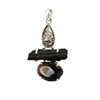 Sterling Silver Rutilated Quartz Black Tourmaline Druzy Agate Pendant