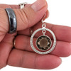 Smoky Quartz Sterling Silver Textured Circle Dangle Earrings in my hand