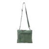 Hollington olive green leather crossbody shoulder bag with multiple zippered compartments, brushed metal hardware and an adjustable detachable strap.