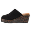Corkys Footwear Wedge Mule - MAYBE LATER - Faux Black Suede - left side view