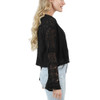 Nostalgia Clothing - Lightwight Open Knit Crop Cardigan Sweater - Black - side view sleeve