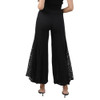 Angie Clothing - Lace Inserts Flare Bell Bottom Pants - Black - back view