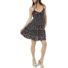 Angie Clothing - Mixed Floral Print Tiered Short Dress - Black - model front view