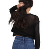 Angie Clothing - Light Weight Open Knit Cardigan Sweater - Black - back view