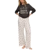Z Supply HERE FOR THE BOO-ZE Classic Crew Sweatshirt - Ash Black - model front view with Dawn Cocktail Pants