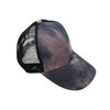 Women's Blue & Black Tie-Dye Ponytail Baseball Hat – Black Mesh