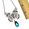 Antiqued silver plated butterfly necklace.