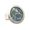 Blue-green Ancient Roman glass round silver ring. 