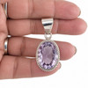 Sterling Silver Oval Amethyst Gemstone Pendant