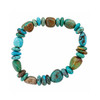 Large turquoise nugget elastic stretch bracelet featuring assorted polished blue and green stones with earthy brown matrix patterns. Largest stone approximately 10mm.