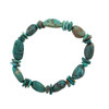 Turquoise nugget elastic stretch bracelet featuring polished oval stones and smaller accent beads in shades of teal, blue, and green. Largest stone approximately 12mm.