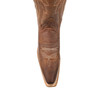 Close-up of a Circle G by Corral honey-brown cowboy boot, showing decorative stitching on the leather vamp and a classic snip toe.