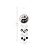 Handmade Yin Yang Capiz Shell Wind Chime in black and white, measuring 28 inches long and 7.5 inches wide, featuring decorative beads and shells.