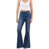 Hint Of Blu High Rise Retro Seam and Rhinestone Flare Leg Jeans - Cali Blue - front view
