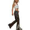 Pol Clothing - Star Mixed Print Flare Leg Pants - Washed Black - model side view