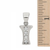 Initial "I" sterling silver charm pendant with CZ accents with ruler. 