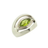 Green Faceted Marquise Peridot Sterling Silver Ring