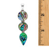 Three paua shell sterling silver pendant with a ruler. 